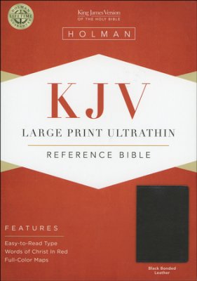 KJV L/Print UltraThin Reference Bible B/L Black - Holman